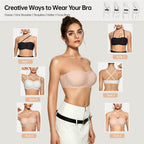 💞 Damen-Trägerloser Push-up-Bandeau-BH, rutschfest, kabellos, stützend, gepolstert, nahtlos, bequem, aus Jelly-Material