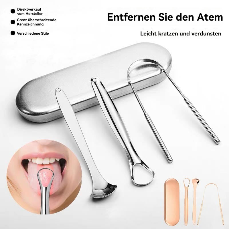 Zungenreiniger-Set aus Edelstahl