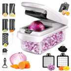 Vegetable Chopper,15-in-1 Multifunctional Food Chopper,Professional Onion Chopper with 8 Blades,Vegetable Cutter with Container for Salad