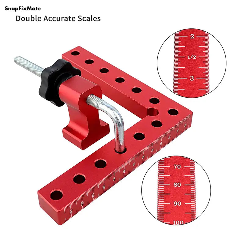 Snapfixmate Eckenspanner für die Holzbearbeitung – 90-Grad-Winkelklemmen (4er-Set), 5,5" x 5,5" aus Aluminiumlegierung; Positionier- und Spannwerkzeug für Schreiner, ideal für Bilderrahmen, Kisten, Schränke oder Schubladen