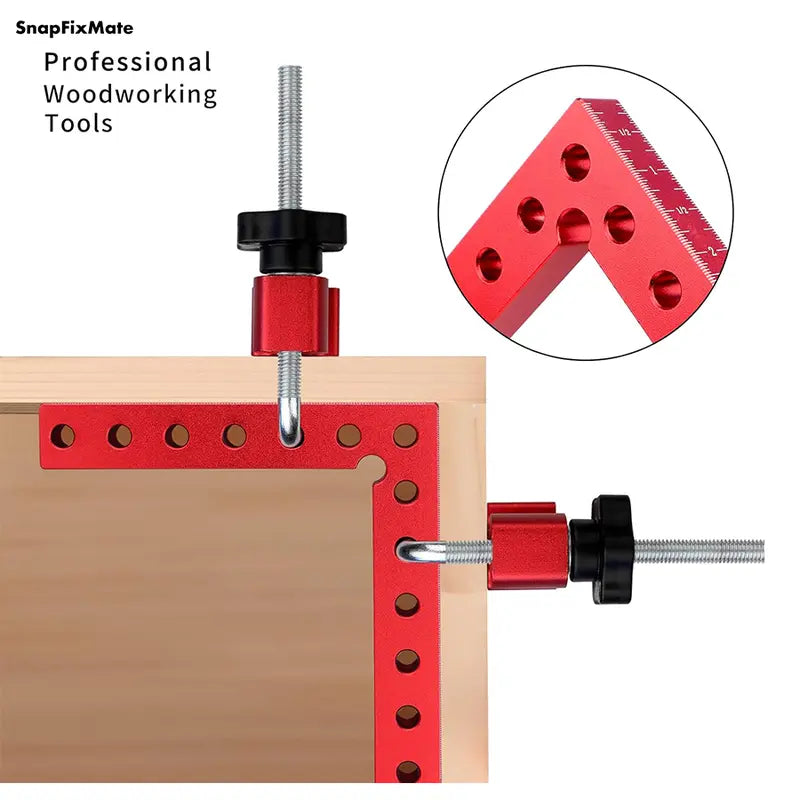 Snapfixmate Eckenspanner für die Holzbearbeitung – 90-Grad-Winkelklemmen (4er-Set), 5,5" x 5,5" aus Aluminiumlegierung; Positionier- und Spannwerkzeug für Schreiner, ideal für Bilderrahmen, Kisten, Schränke oder Schubladen