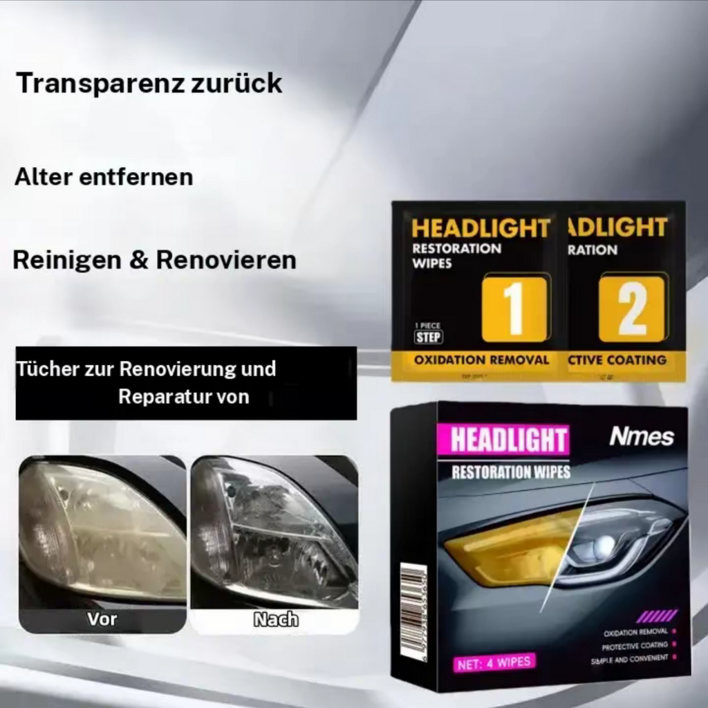 Automotive Scheinwerferrestaurierung &reparatur Wischsets - Scheinwerferlinse Politur,Kratzer und Vergilbung entfernen, Sofortige Aufhellung, Hochwirksame Reinigungslosung