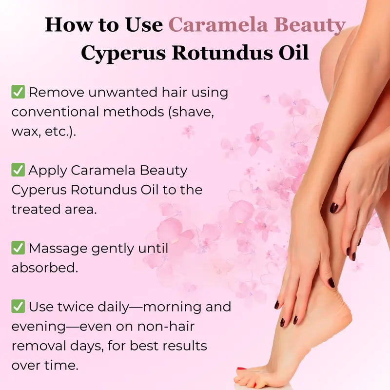 Caramela Beauty Cyperus Rotundus Öl zur natürlichen Haarreduktion - 60 ml/2 oz