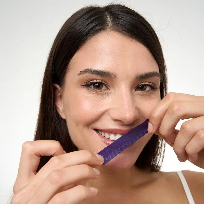 DRDENT Lila Zahnaufhellungsstreifen – 42 Streifen (21 Anwendungen) – Zahnschmelzschonend – Gegen Zahnverfärbungen – Zahnaufhellung ohne Empfindlichkeiten – Peroxidfrei