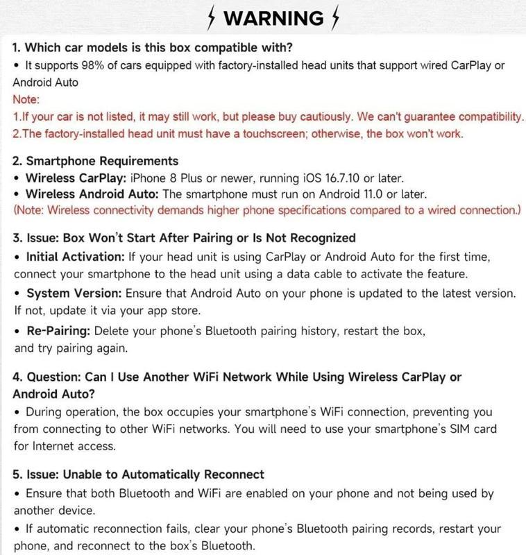 2026 Wireless Carplay Adapter für iPhone / Android, schnelle Verbindung, keine Latenz, Freisprecheinrichtung, elektronisches Ladegerät, Carplay Dongle