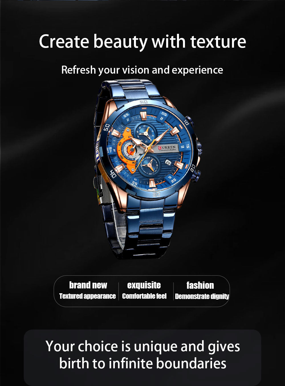 CURREN 8402 Herrenuhr aus Edelstahl