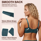 💜Enchante Floral Lace Plus Size Underwire Unlined Unpadded Minimizer Full Coverage Bra Women's Wear Comfortable Breathable Mesh Cup