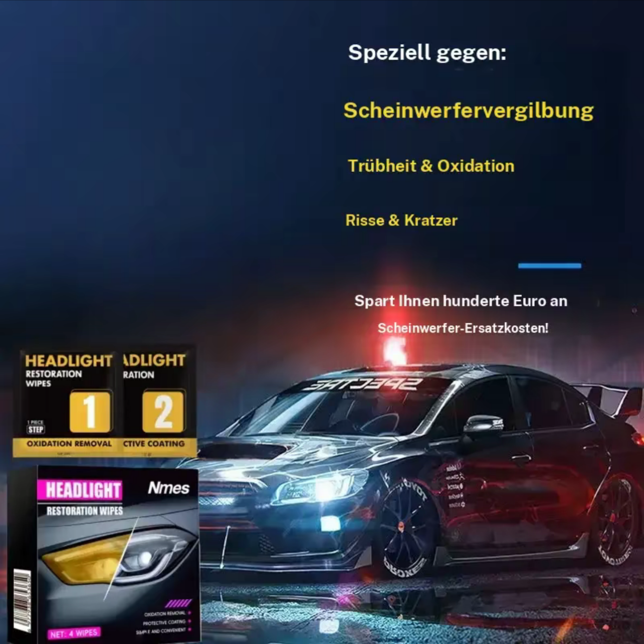 Automotive Scheinwerferrestaurierung &reparatur Wischsets - Scheinwerferlinse Politur,Kratzer und Vergilbung entfernen, Sofortige Aufhellung, Hochwirksame Reinigungslosung