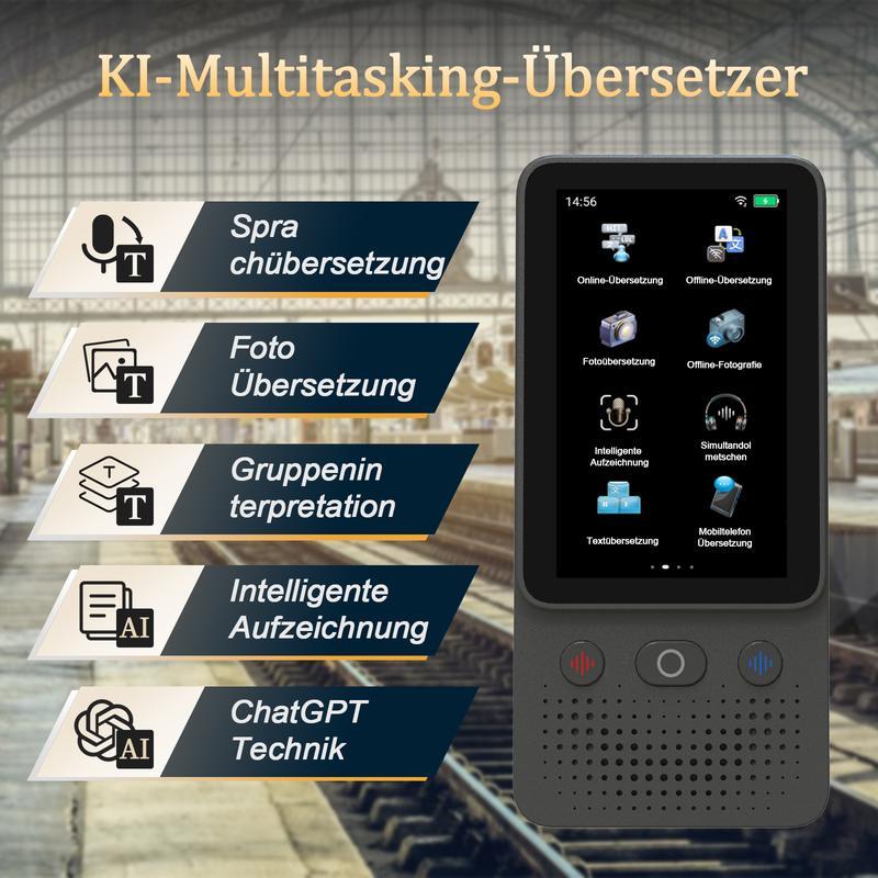 KI-Sprachübersetzer | 138 Sprachen, Echtzeit-Sprach- & Fotoübersetzung | Offline-Modus & Touchscreen | Perfekt für Reisen & Geschäft
