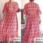 🎉LAST DAY SALE 49% OFF💖Bohemian casual print V-neck waist wrap long dress