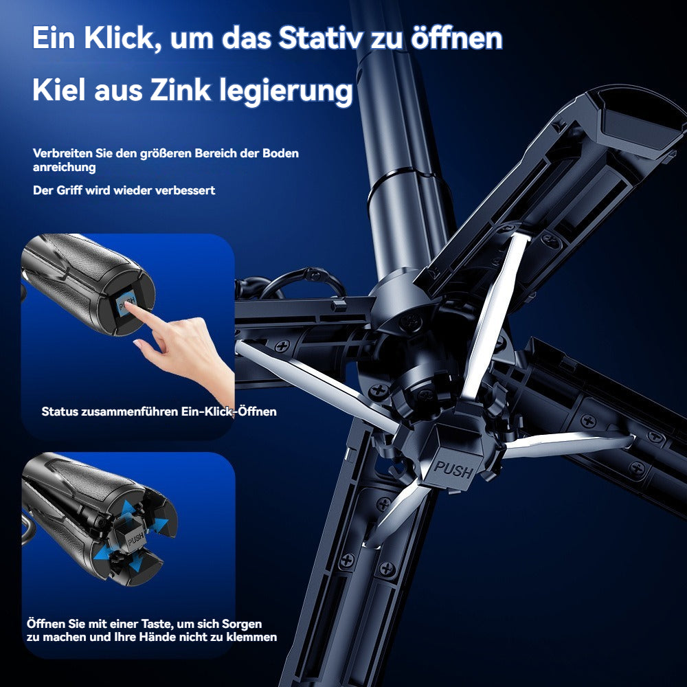Leichter All-in-One Selfie-Stick Stativ mit Kabelloser Fernsteuerung – 360° Drehbarer & Ausziehbarer Ständer für Vlogging, Live-Streaming, Kompatibel mit iPhone & Android