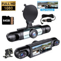 4-Kanal-Auto-Armaturenbrettkamera, Plug and Play (ohne Batterie), 1080P Auto-DVR mit 64 GB Speicherkarte, HD-Bildschirm, vorne, hinten, links und rechts, keine Batterie
