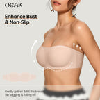 💞 Damen-Trägerloser Push-up-Bandeau-BH, rutschfest, kabellos, stützend, gepolstert, nahtlos, bequem, aus Jelly-Material