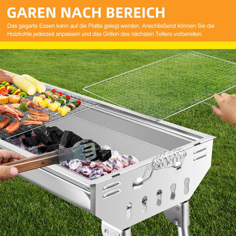 Outdoor Grillset – Klappbarer Edelstahl-Kohlegrill für Camping, Garten und BBQ🔥🍖