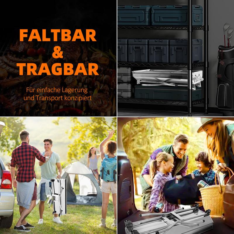 Outdoor Grillset – Klappbarer Edelstahl-Kohlegrill für Camping, Garten und BBQ🔥🍖