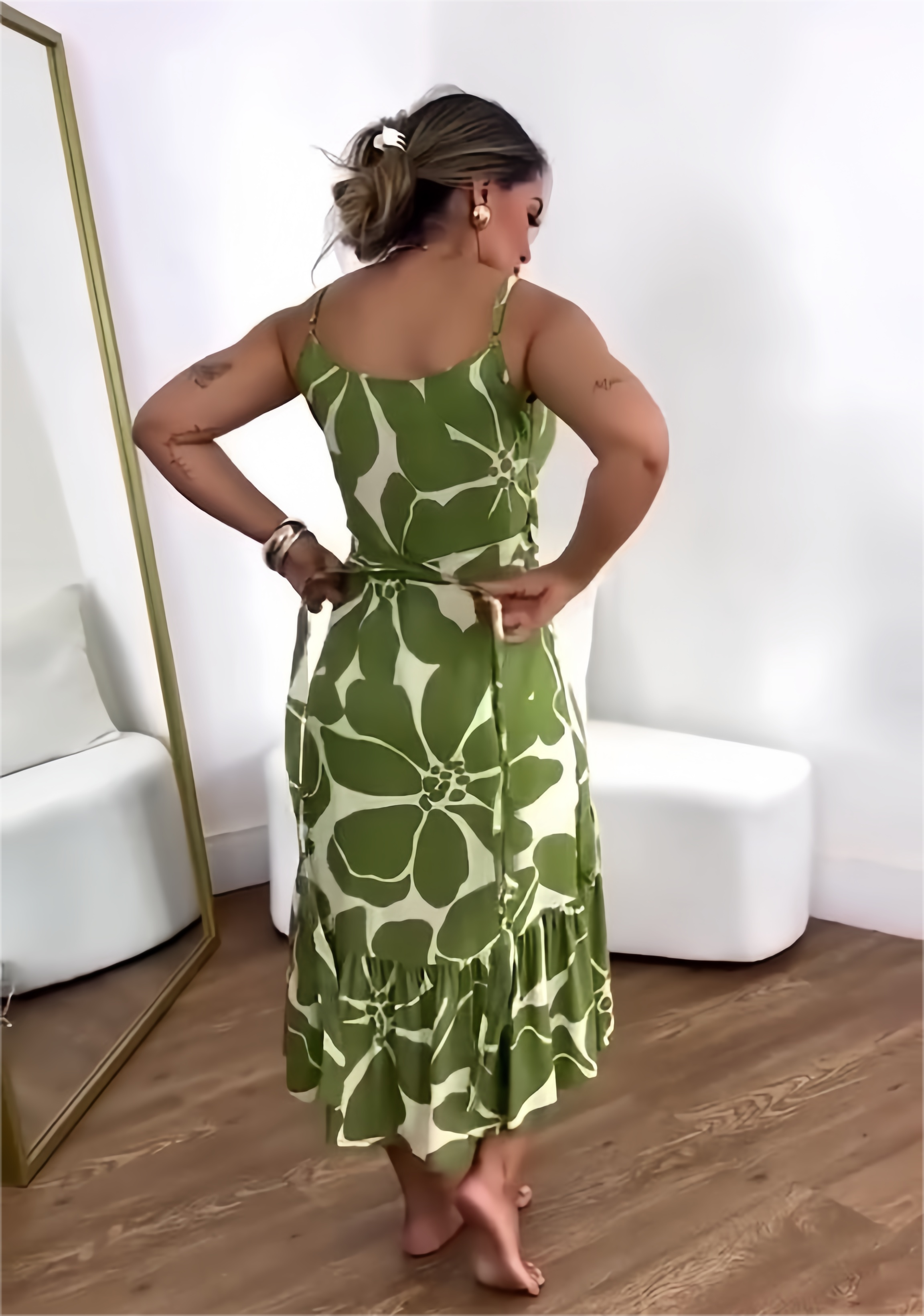 🏖️Summer Hot Sale 49% OFF🌼Women's Casual Resort Print Gathered Tunic Dress