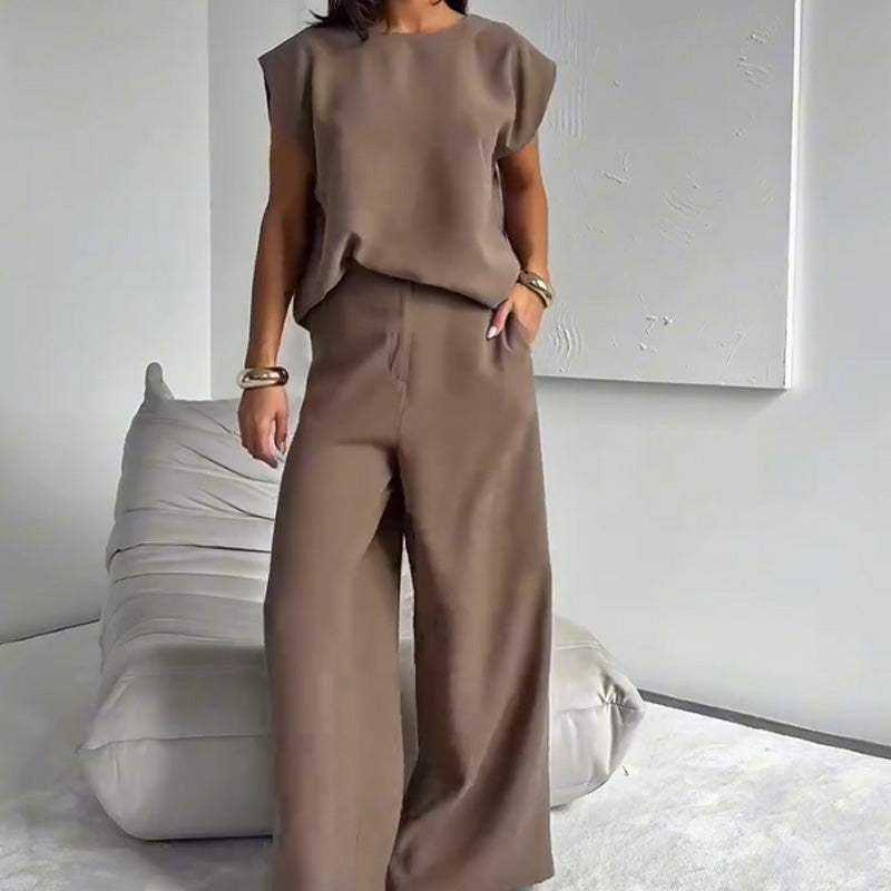 🎉Hot Sale 49% OFF🎉Women’s 2-Piece T-Shirt & Wide Leg Dress Pants Set👗