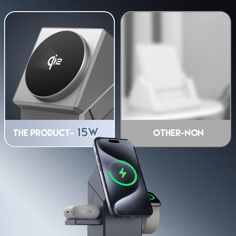 ⚡️ Exklusiver Sale – 55 % Rabatt! 📱 3-in-1 Faltbare Magnetladestation – Perfekt für Zuhause, Büro und unterwegs ✨ | 15 W Schnellladung, für mehrere Geräte und kompakt! 📱⌚