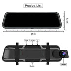 10" 1080P Rückspiegel-Dashcam - Nachtsicht & Parkmodus für Auto-DVR - Inkl. 64GB Speicherkarte