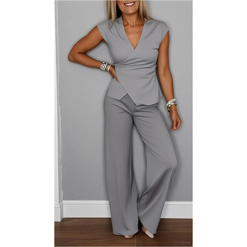 🛍️Limited Time 49% OFF💋Women's Elegant V-Neck Top & Pants Set