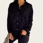 🌹Women's Solid Lapel Long-Sleeve Button Down Shirts📜