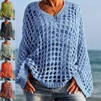 🌸Neu eingetroffen🌸 Lässiges, einfarbiges Häkelstrickoberteil für Damen