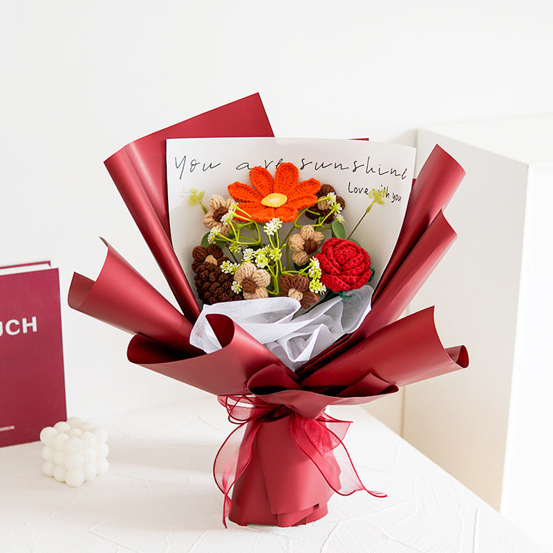 💐 Muttertag 💕 Handgefertigter, zarter gehäkelter Blumenstrauß