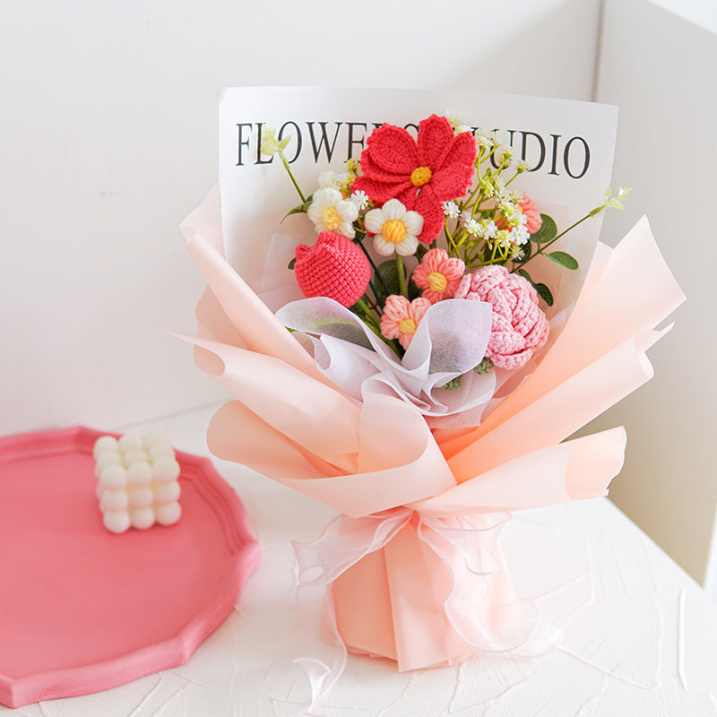 💐 Muttertag 💕 Handgefertigter, zarter gehäkelter Blumenstrauß