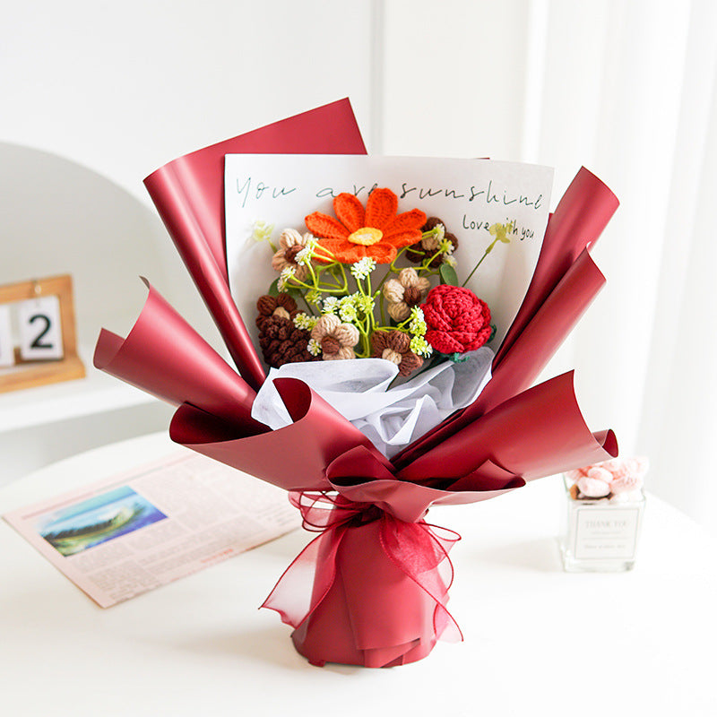 💐 Muttertag 💕 Handgefertigter, zarter gehäkelter Blumenstrauß