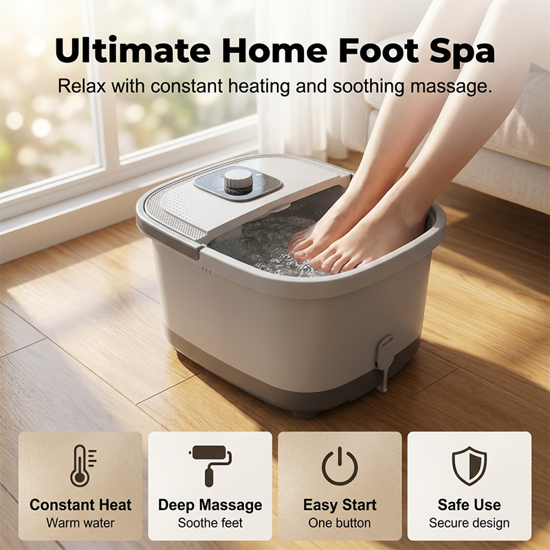 🛁🌡️ Automatisches Fußbad mit Wärme & Massage – Vollautomatisch, Rollmassage für entspannende Fußpflege