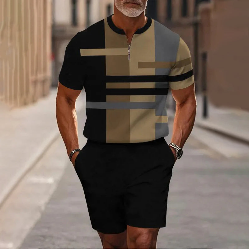 🔥Solange der Vorrat reicht 40 % Rabatt!🎉Herren-Hemd-und-Shorts-Set mit Viertelreißverschluss