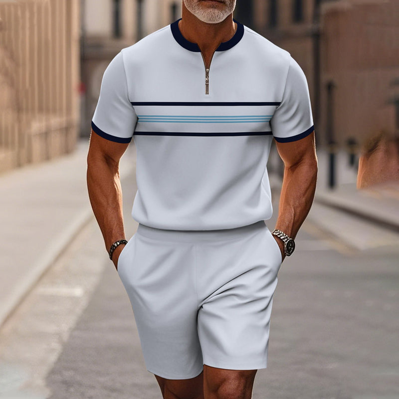 🔥Solange der Vorrat reicht 40 % Rabatt!🎉Herren-Hemd-und-Shorts-Set mit Viertelreißverschluss