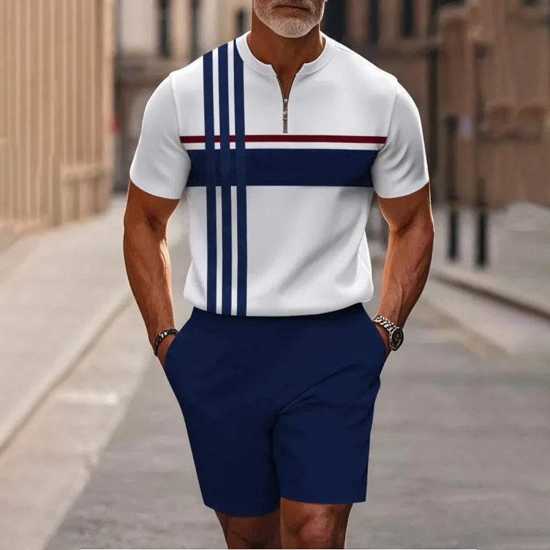 🔥Solange der Vorrat reicht 40 % Rabatt!🎉Herren-Hemd-und-Shorts-Set mit Viertelreißverschluss