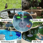 🎁 Solarbrunnen – Solarbetriebene Brunnenpumpe für Vogelbäder mit 4 Düsen, 1,4 W Solarpanel-Set, Tauchpumpe für den Außenbereich (Teich, Pool, Garten, Aquarium)