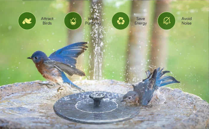 🎁 Solarbrunnen – Solarbetriebene Brunnenpumpe für Vogelbäder mit 4 Düsen, 1,4 W Solarpanel-Set, Tauchpumpe für den Außenbereich (Teich, Pool, Garten, Aquarium)
