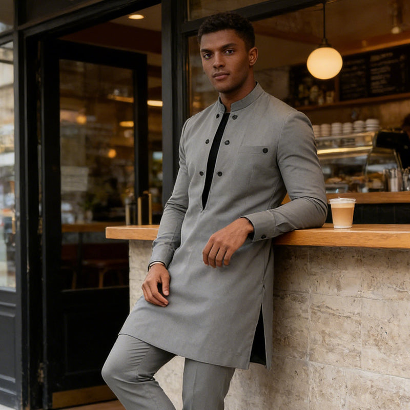 👔Tunika-Set für Herren – Stehkragen, Zweireihig & Atmungsaktiv (S-5XL) Für Einen Stilvollen Auftritt 🎩
