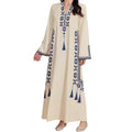 Damen-Kaftankleid mit ethnischem Muster und V-Ausschnitt