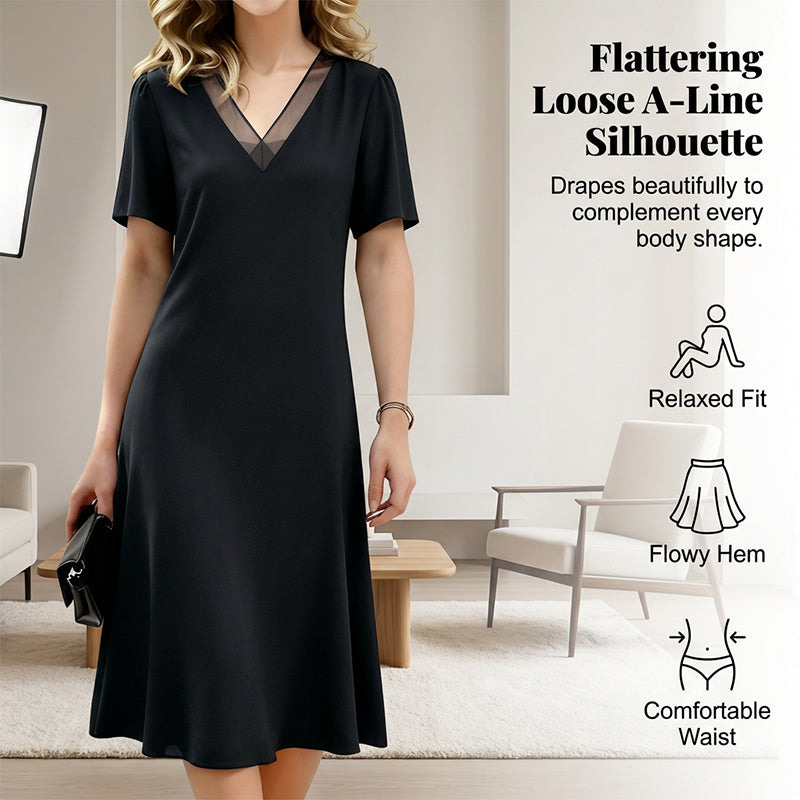 👗✨ 50% RABATT! Elegantes Damenkleid mit V-Ausschnitt & Mesh-Details – Anmutig, feminin & perfekt für festliche Anlässe 💫