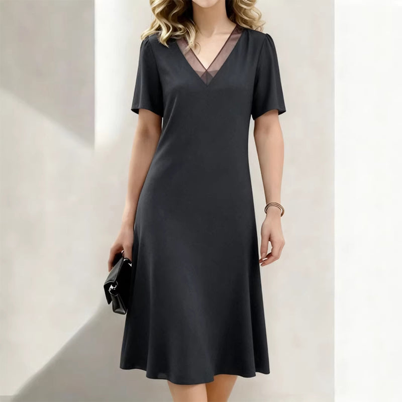 👗✨ 50% RABATT! Elegantes Damenkleid mit V-Ausschnitt & Mesh-Details – Anmutig, feminin & perfekt für festliche Anlässe 💫