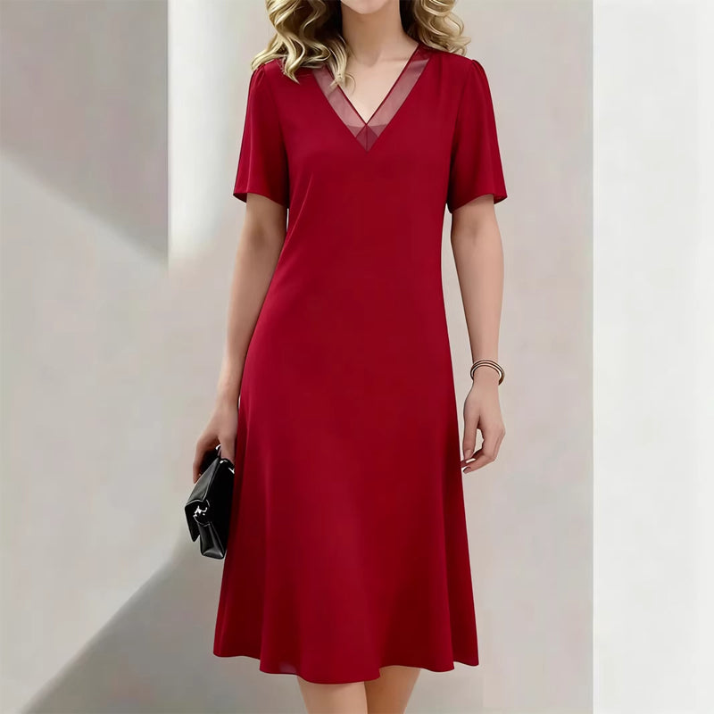 👗✨ 50% RABATT! Elegantes Damenkleid mit V-Ausschnitt & Mesh-Details – Anmutig, feminin & perfekt für festliche Anlässe 💫