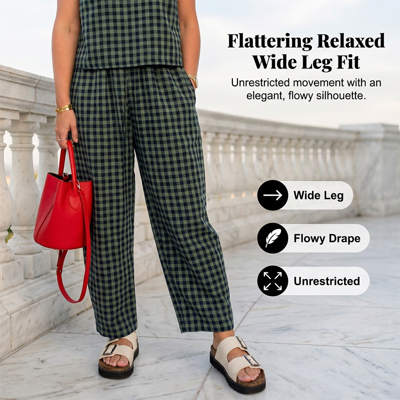 Sommerliches Outfit mit Tanktop und Hose im Vichy-Karo-Muster
