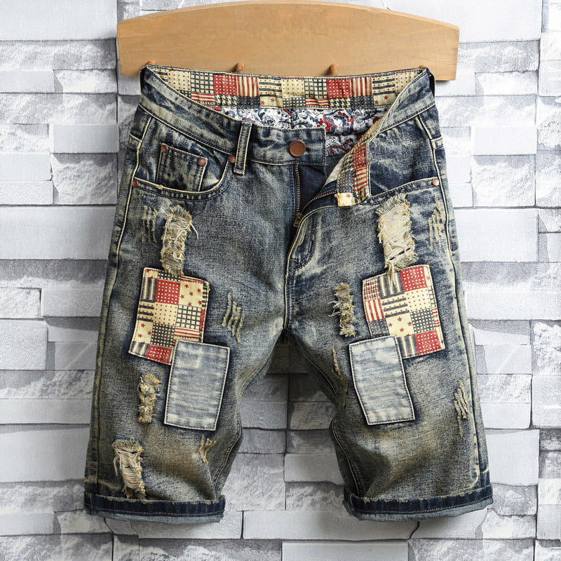 Destroyed-Jeansshorts für Herren mit Patches – lässig, auffällig & bequem