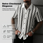 Retro-Geo-Strick-Shirt für Herren – kurzarm, lässig & auffällig