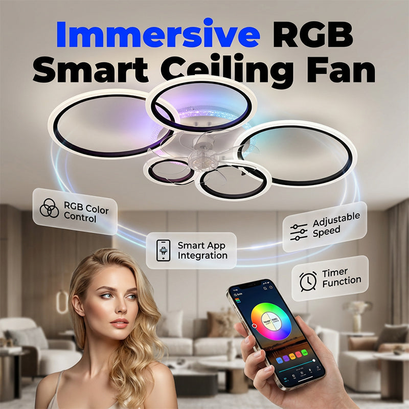 RGB-Deckenventilator mit Beleuchtung und Fernbedienung