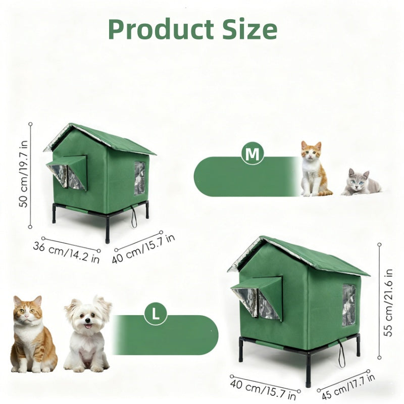 🏠 Nur für kurze Zeit: 50% Rabatt+Versandkostenfrei! 🐈 Erhöhtes Outdoor-Katzenhaus für jedes Wetter – Wasserdicht, isoliert, faltbar 🌧️